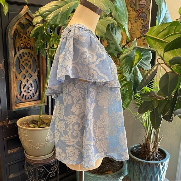 Anthropologie Serenity crochet ruffle damask top - Picture 6 of 14